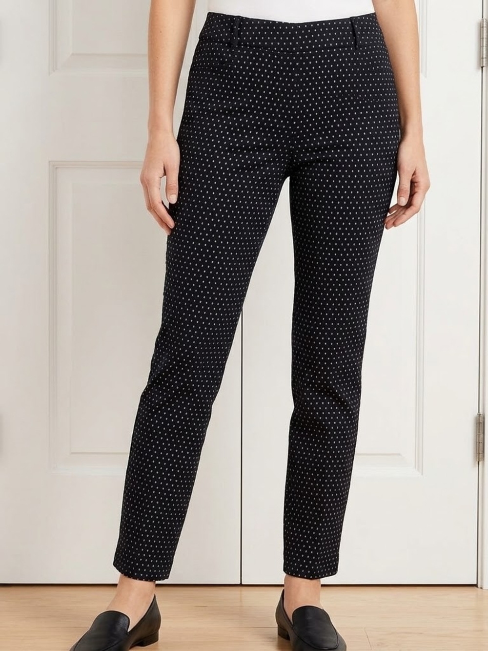 Ankle Pants in Black Microdot Capris